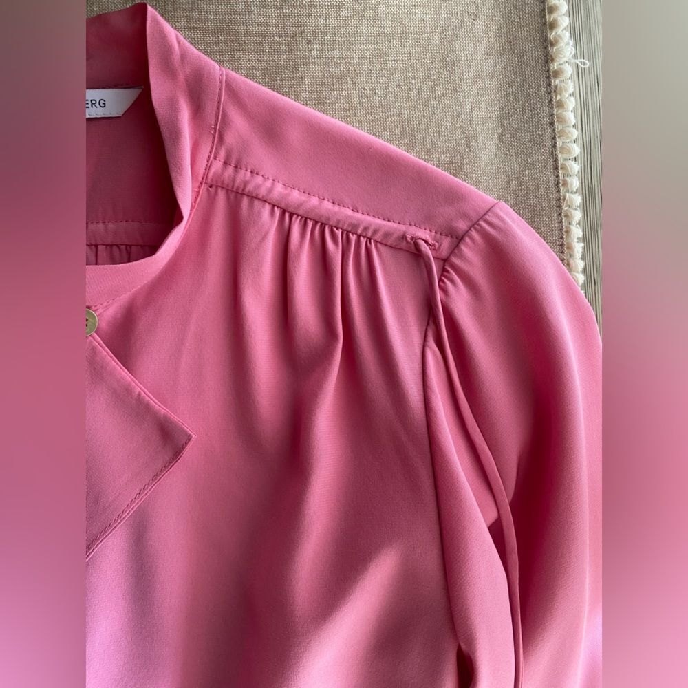 DVF Diane Von Furstenberg BAIRLY LOUCHE Neck Tie Top Blouse Peony Pink Sz 6 - Picture 8 of 15